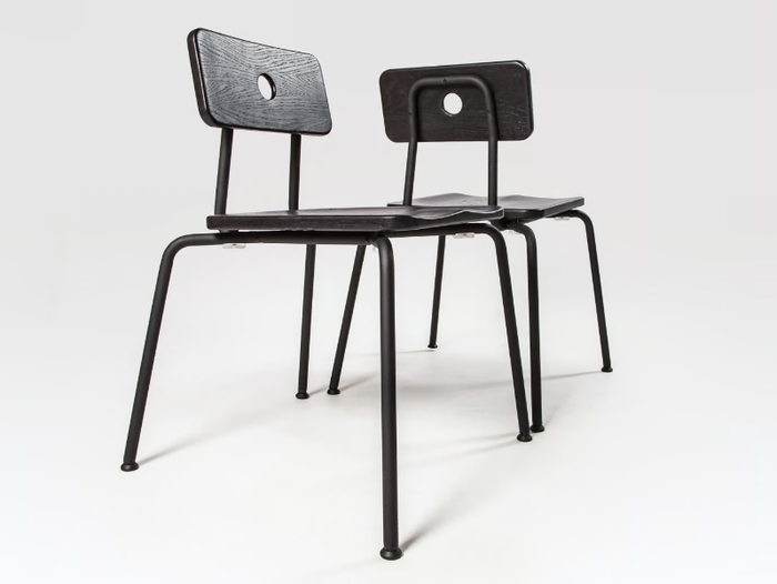 MILNE - Stackable steel and wood chair _ Liqui Contracts